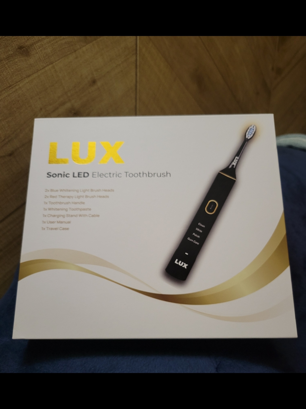 LUX Sonic LED Electric Toothbrush Kit - Black with Gold Accents